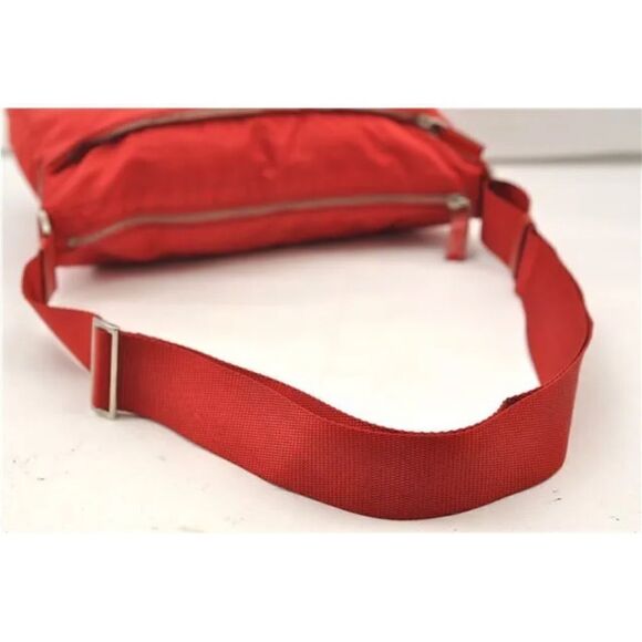 PRADA Nylon Leather Shoulder/Crossbody Bag Red 💼 #1 - Picture 12 of 14